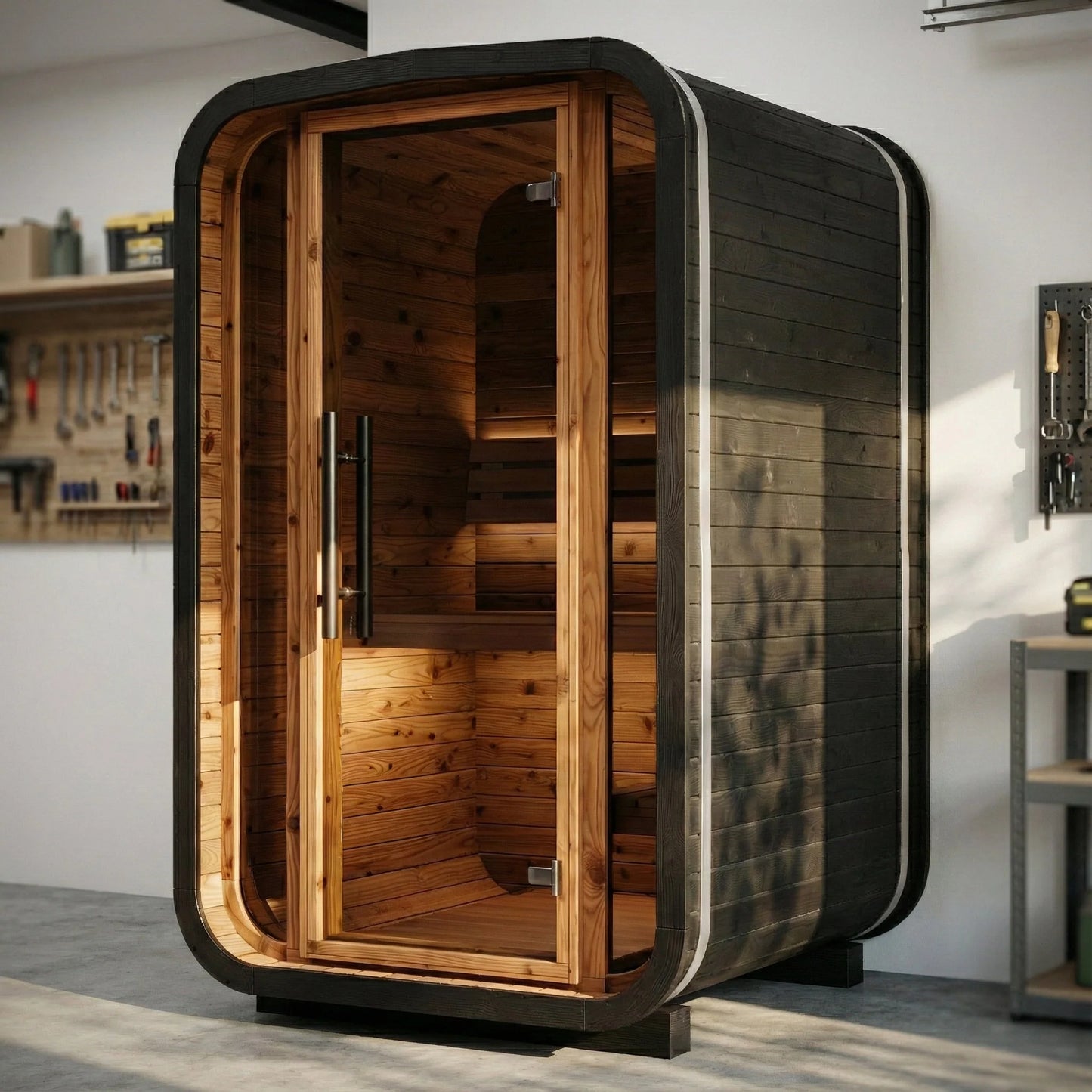 Thermo Wood Cube Indoor Sauna Black - Mini (2 Person)