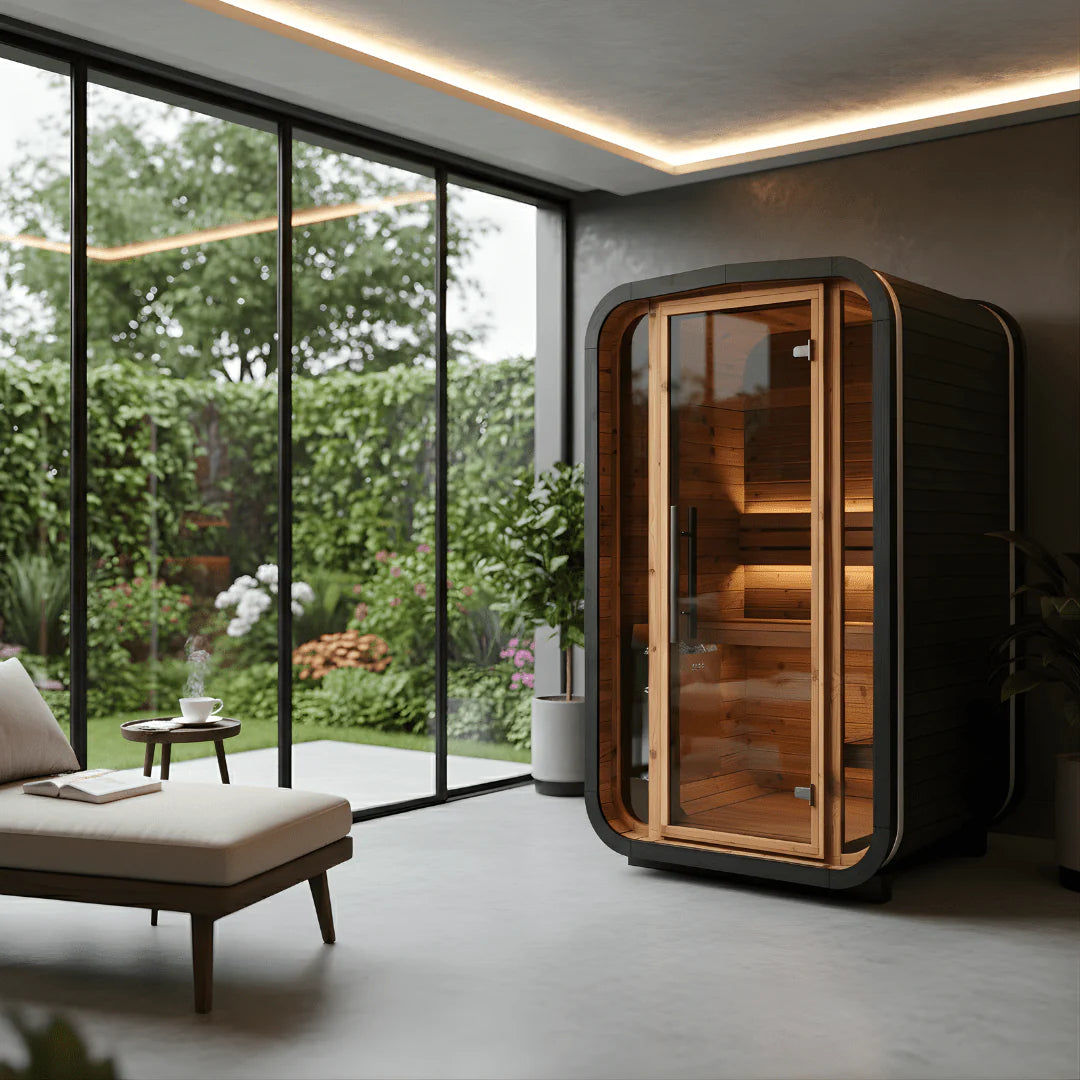 Thermo Wood Cube Indoor Sauna Black - Mini (2 Person)