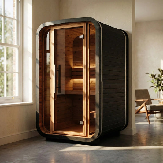 Thermo Wood Cube Indoor Sauna Black - Mini (2 Person)